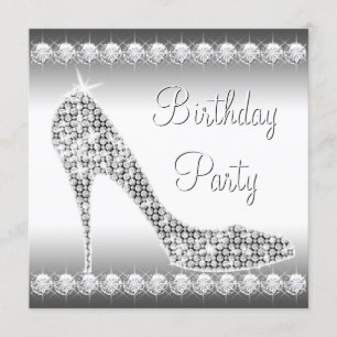 Invitation Chaussure à talon haut diamant noir et blanc pour