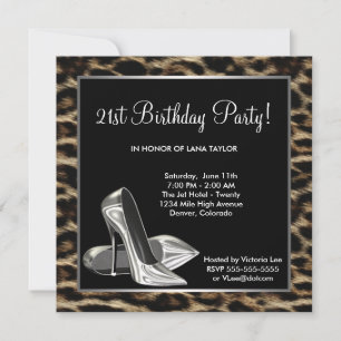 Invitation Chaussure à talon haut léopard pour l'anniversaire