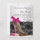 Invitation Chaussure à talon haut léopard rose pour fête d'an (Dos)