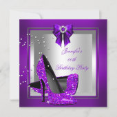 Invitation Chaussure à talon haut pailletée argent violet Ann (Devant)