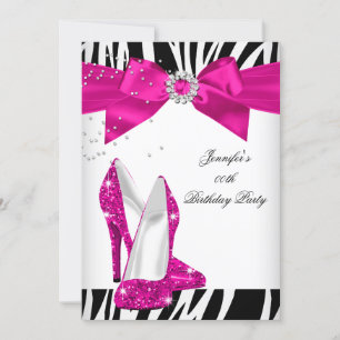Invitation Chaussure à talon haut rose vif zèbre avec noeud n