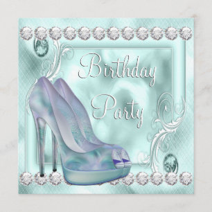 Invitation Chaussure à talon haut sarcelle lavande violet Fêt