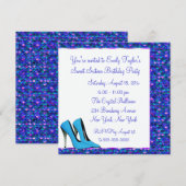 Invitation Chaussure à talon haut sarcelle Sequins violets Sw (Devant / Derrière)