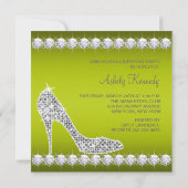 Invitation Chaussure à talon haut vert céleri diamant pour fê (Dos)