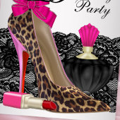 Invitation Chaussure à talon imprimé léopard pour fête d'anni