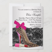 Invitation Chaussure à talon imprimé léopard pour fête d'anni (Dos)