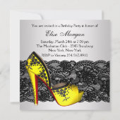 Invitation Chaussure à talon noir et jaune Anniversaire (Dos)