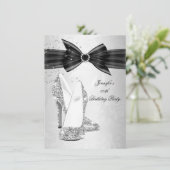 Invitation Chaussure à talon noir Silver Diamond Anniversaire (Debout devant)