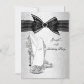 Invitation Chaussure à talon noir Silver Diamond Anniversaire (Devant)