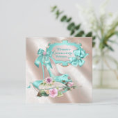 Invitation Chaussure à talon vif rose et Turquoise haute Quin (Debout devant)