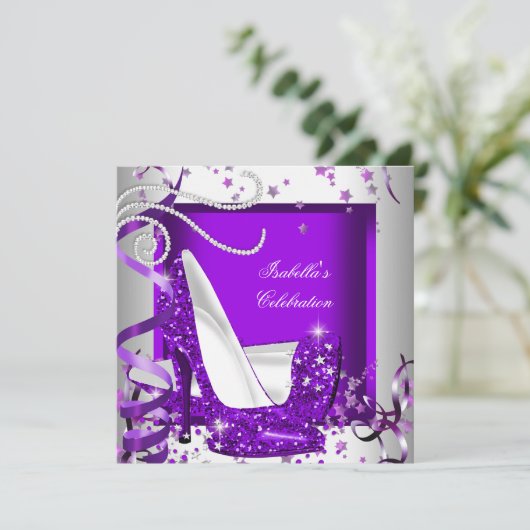 Invitation Chaussure à talons hauts Hot Purple Glitter pour f (Debout devant)