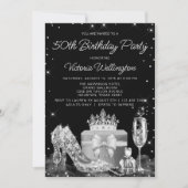 Invitation Chaussure argentée noire pour femme pour une fête (Devant)