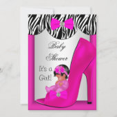 Invitation Chaussure bébé fille rose chaud ethnique 2E pour b (Devant)
