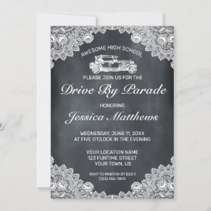 Invitation Chaussure Blackboard & White Lace Drive By Parade