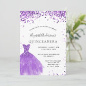 Invitation Chaussure blanche violette de Quinceanera glam par (Debout devant)