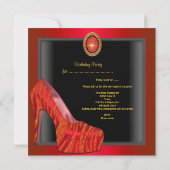 Invitation Chaussure d'Anniversaire Rouge Noir Zèbre (Dos)