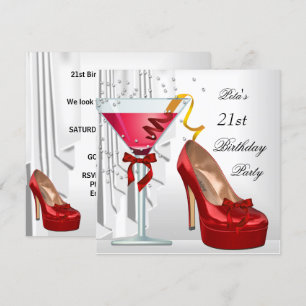 Invitation Chaussure de cocktail rouge et blanc pour fête d'a