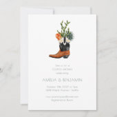 Invitation Chaussure de cow-boy occidentale douche de couple  (Devant)