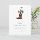 Invitation Chaussure de cow-boy occidentale douche de couple  (Debout devant)