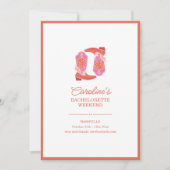 Invitation Chaussure de cow-boy occidentale orange rose pour (Devant)