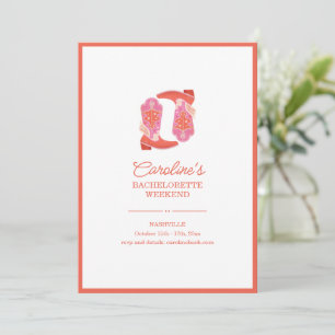 Invitation Chaussure de cow-boy occidentale orange rose pour