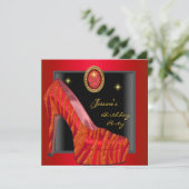 Invitation Chaussure de fête d'anniversaire Or Rouge Noir Zèb (Debout devant)