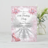 Invitation Chaussure de fête d'anniversaire rose argentée Win (Debout devant)