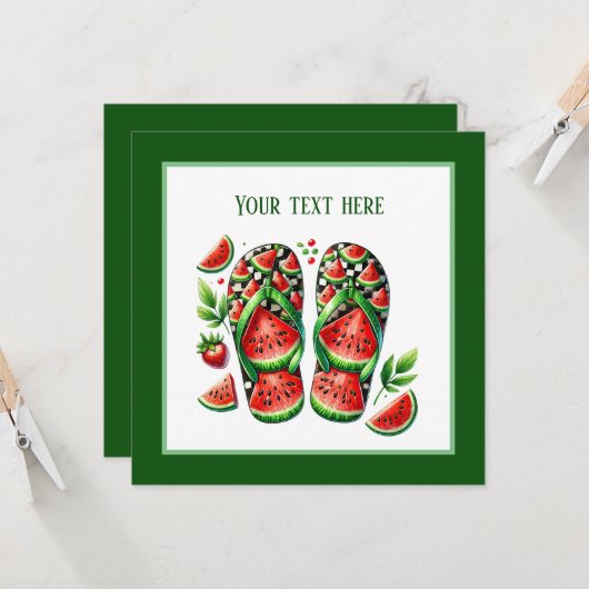 Invitation Chaussure de plage à bascule pastèque mignonne  (Devant/Arrière en situation)
