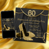 Invitation Chaussure d'or Noir à 60 Anniversaire