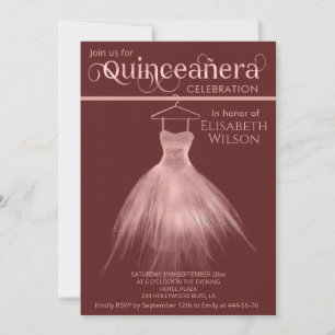 Invitation Chaussure d'or rose Bourgogne calligraphie Quincea