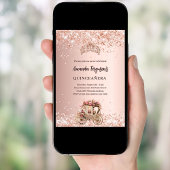 Invitation Chaussure d'or rose parties scintillant Quinceaner