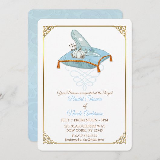 Invitation Chaussure en verre Cendrillon Fête des mariées élé (Devant / Derrière)