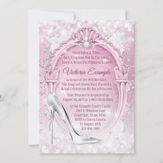 Invitation Chaussure en verre Cendrillon Quinceanera (Devant)
