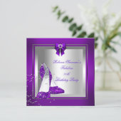 Invitation Chaussure fabuleuse argent violet fête d'anniversa (Debout devant)
