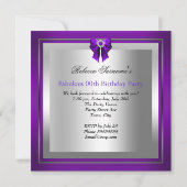 Invitation Chaussure fabuleuse argent violet fête d'anniversa (Dos)