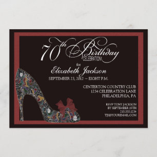 Invitation Chaussure florale sophistiquée 70e anniversaire In