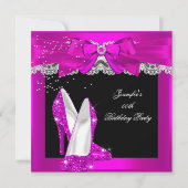 Invitation Chaussure haute Parties scintillant rose chaud fêt (Devant)