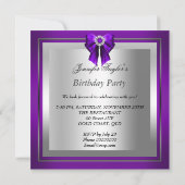 Invitation Chaussure haute talon Argent violet fête d'anniver (Dos)