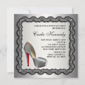 Invitation Chaussure haute talon noir et argent Fête d'annive (Dos)