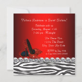Invitation Chaussure haute talon Rouge Zèbre Sweet 16 Party I (Dos)