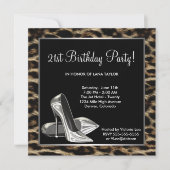 Invitation Chaussure Leopard High Heel Femmes Anniversaire (Devant)