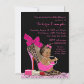 Invitation Chaussure Leopard Rose Chaud Haut talon Baby showe (Dos)