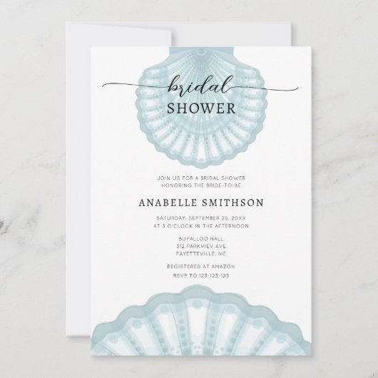Invitation Chaussure nuptiale moderne Beach Blue Shell (Devant)