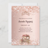 Invitation Chaussure rose en or tiara parties scintillant Swe (Devant)