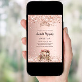 Invitation Chaussure rose en or tiara parties scintillant Swe