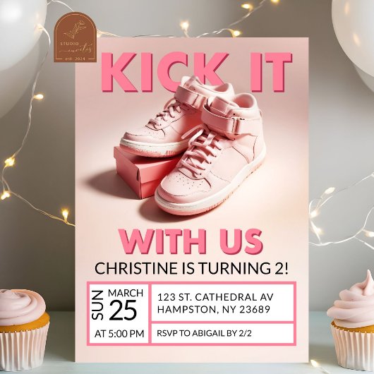 Invitation Chaussure Rose Pâle pour Fille de 2 ans