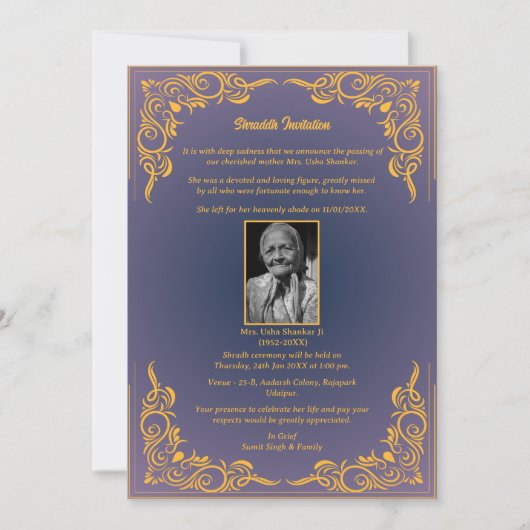 Invitation Chaussure Sandesh Hindu Shraddh (Devant)