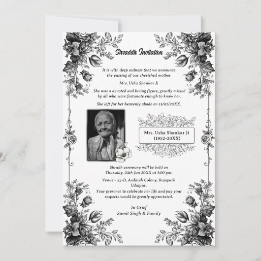 Invitation Chaussure Sandesh Hindu Shraddh (Devant)