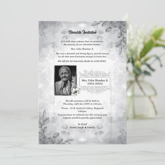 Invitation Chaussure Sandesh Hindu Shraddh (Debout devant)