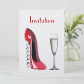 Invitation Chaussure stylet de tire-bouchon rouge et verre de (Debout devant)